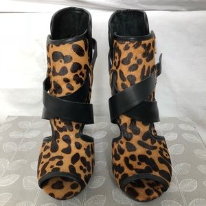 Kelsi Dagger leopard print open-toe booties